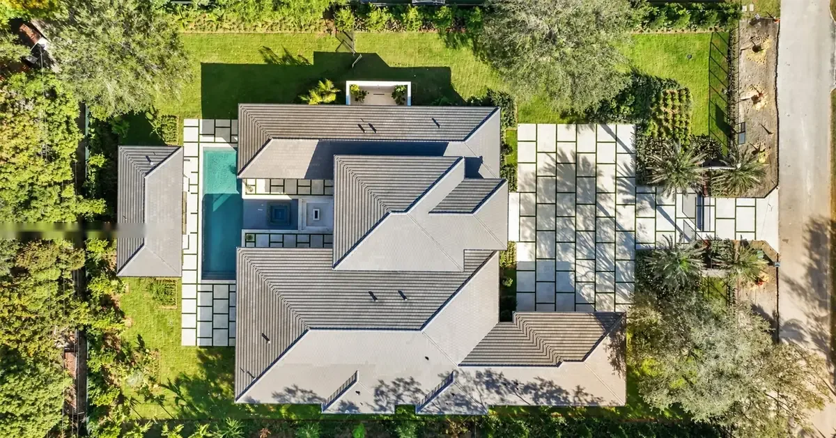 Top-down aerial of the full compound