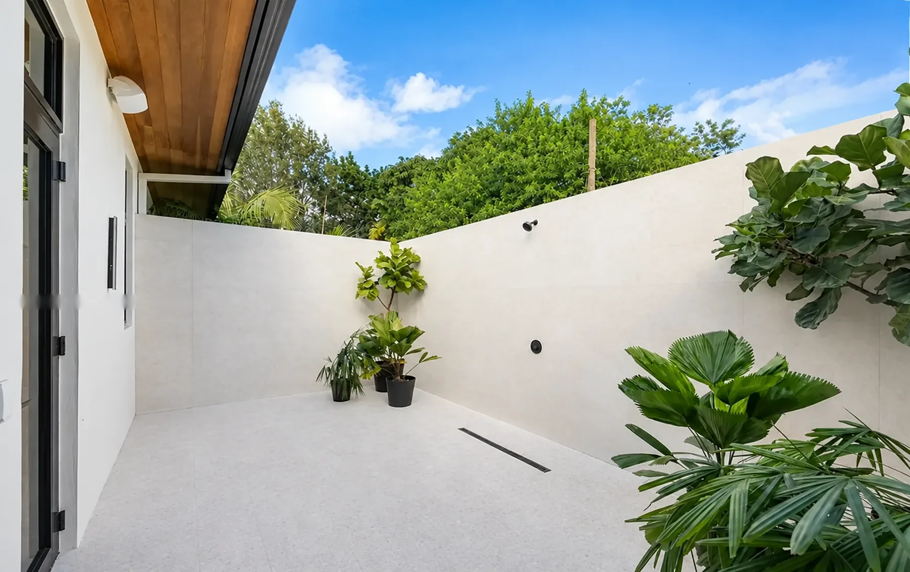 Interior courtyard with tropical plantings