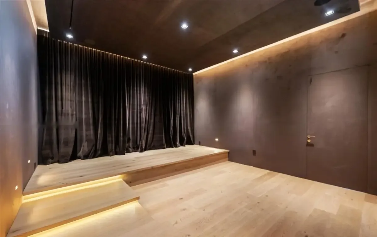 Custom media theater with stadium seating